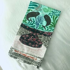 Anthropologie Nautical Dish Towel w/ Narwhals